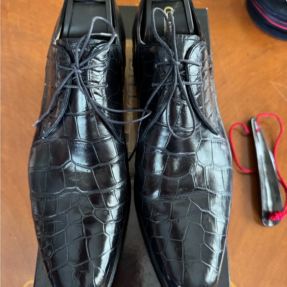 Luxurious Black Crocodile ZILLI Men's Oxfords